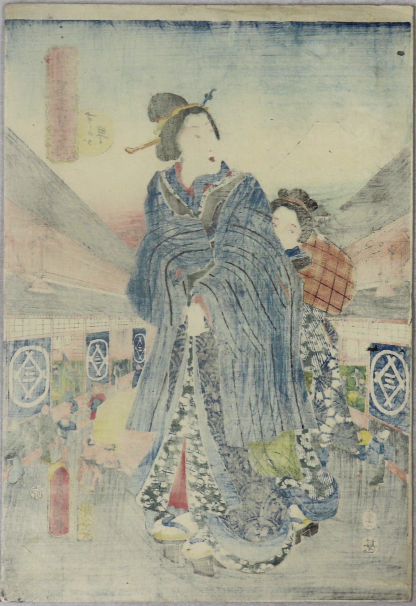 Suruga-cho's district from the series " Ten Views of Mt.Fuji seen from Edo by Toyokuni III /Le quartier de Suruga-cho de la série "Dix Vues du Mt.Fuji depuis Edo" par Toyokuni III