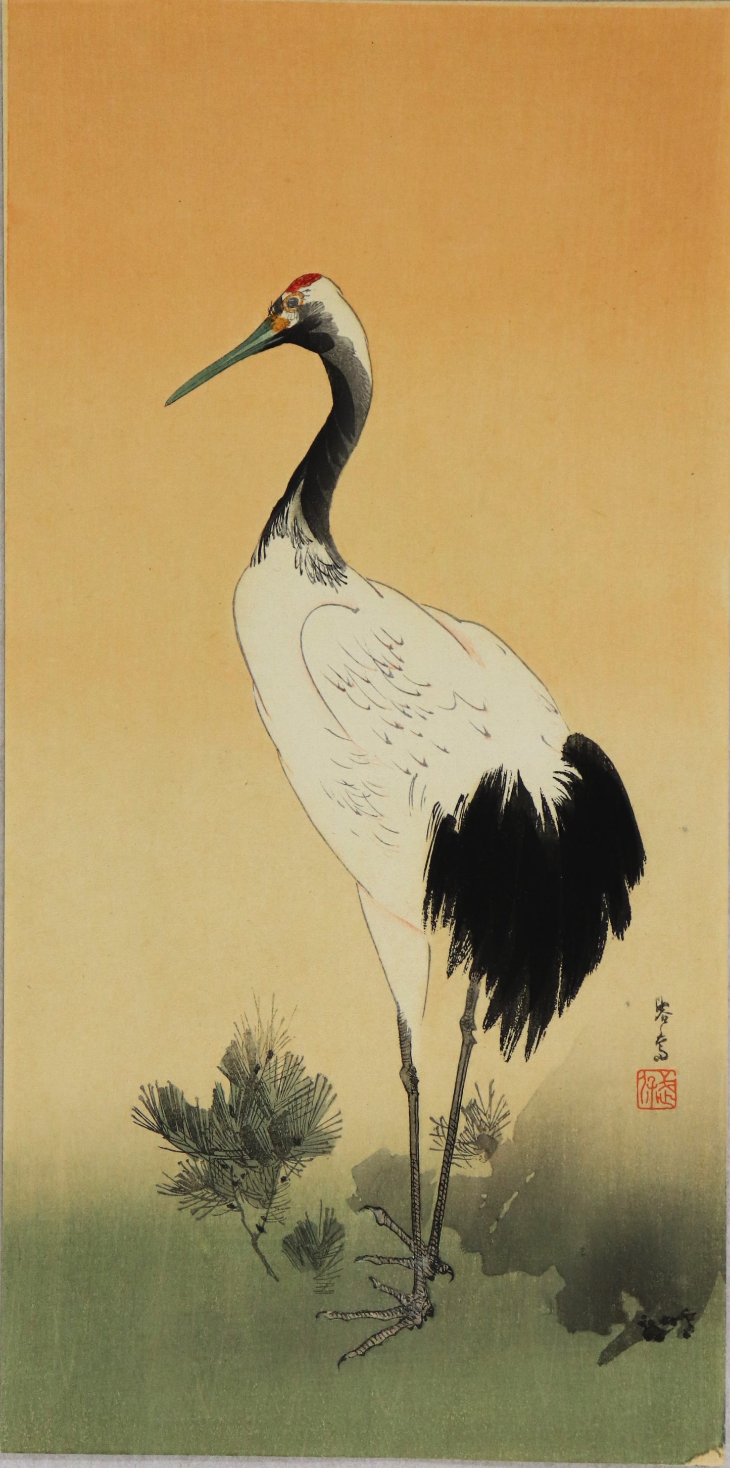 Standing Crane by Kikuchi Yosai / Grue debout par Kikuchi Yosai ( 1930's)