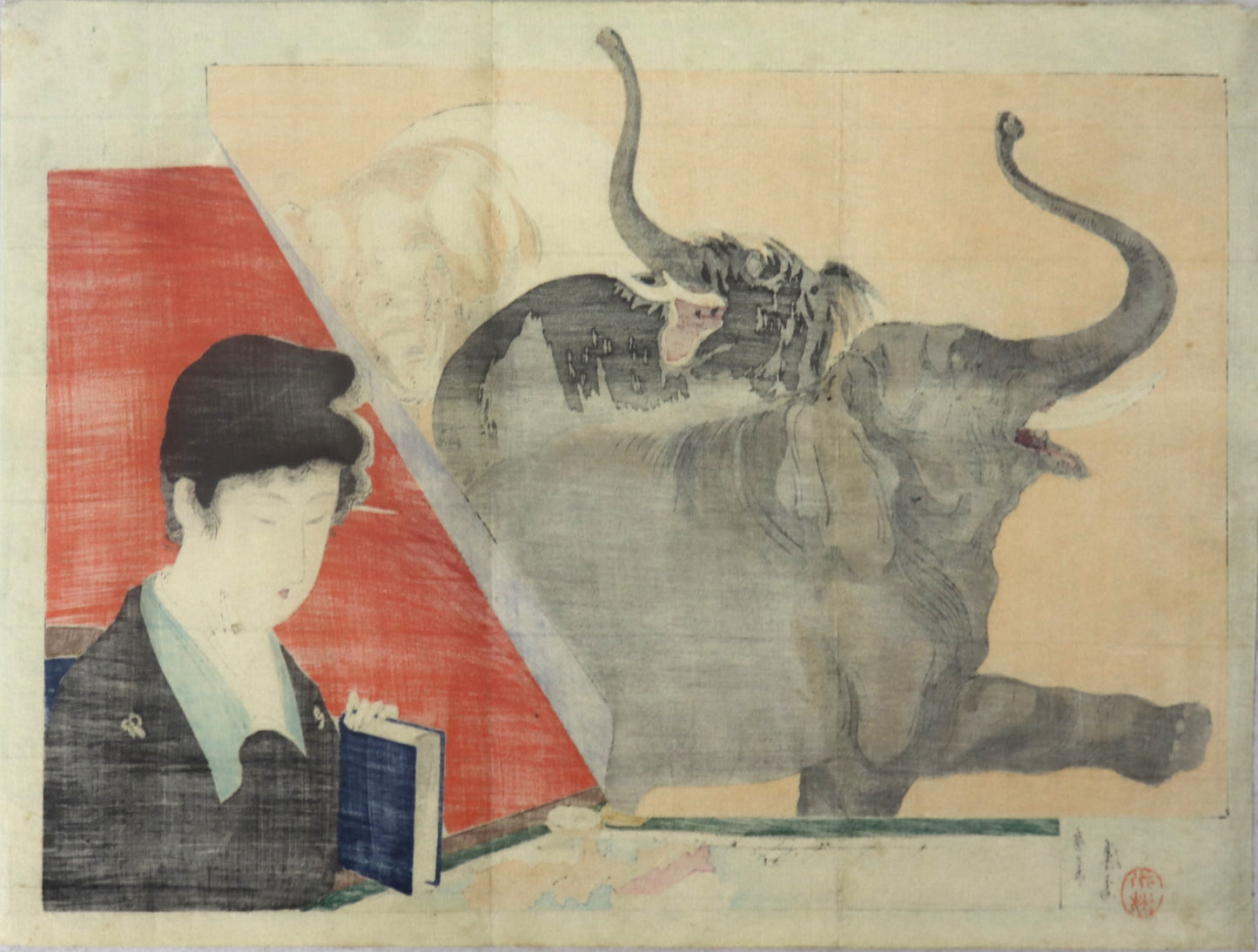 The Elephant dream by Tomioka Eisen (1900's)