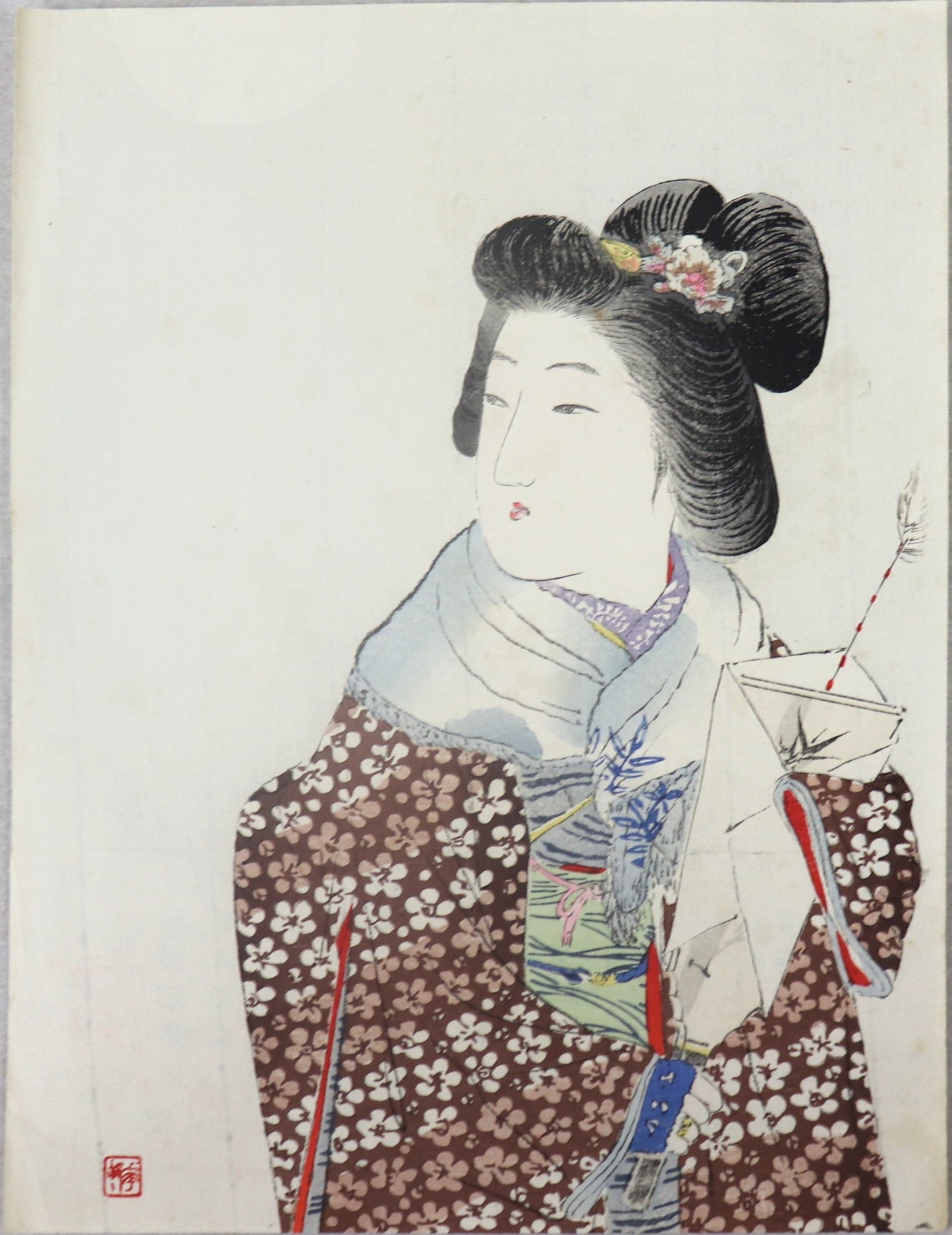 The Battledore 追羽子 (Oihago) by Suzuki Kason (1911)