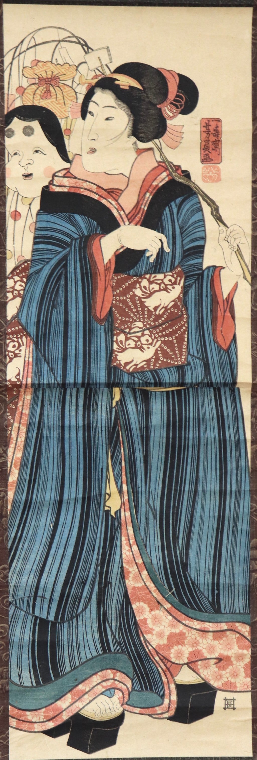 Beauty with New Year's decoration by Yoshikazu / Beauté avec des décorations pour la Nouvelle Année par Yoshikazu (1850's)