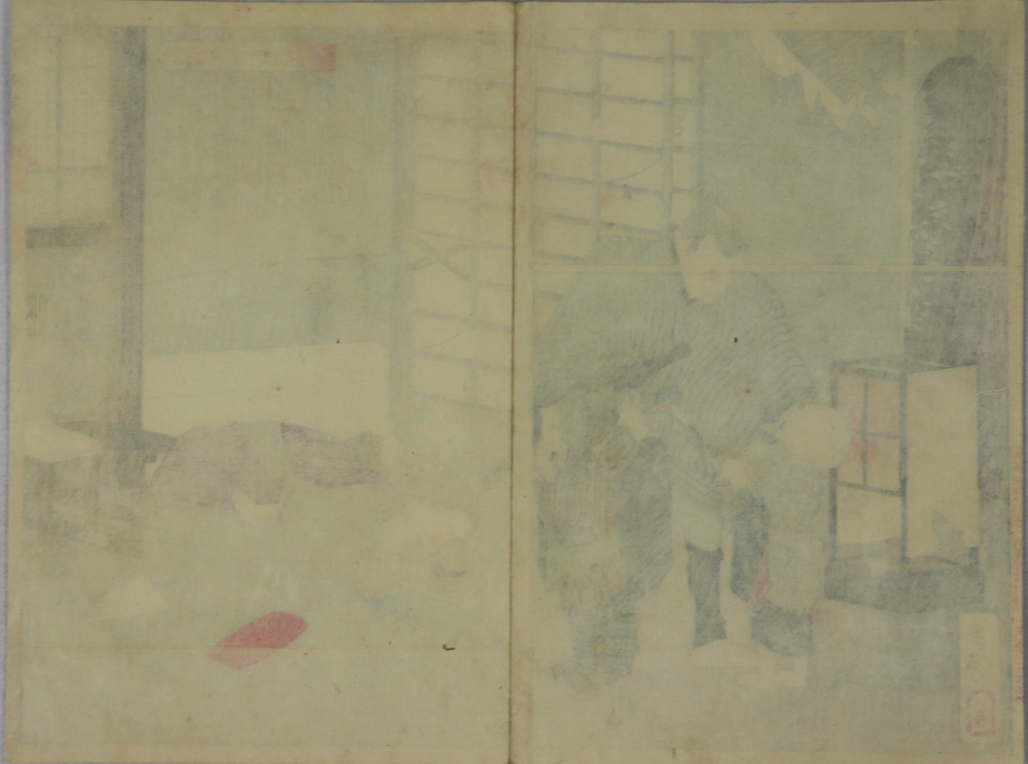 Sakura Sogoro and Family from the series " New Selections of Eastern Brocade pictures" by Yoshitoshi / Sakura Sogoro et sa famille de la série "Nouvelles Sélections de Brocade de l'Est" par Yoshitoshi ( 1886)