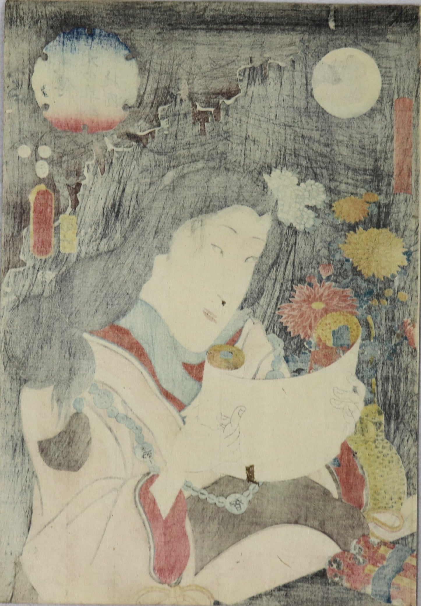 Bando Shuka I as Fusahime from the series " Book of Eight Dog Heros " by Kunisada II / Bando Shuka I dans le rôle de Fusahime de la série "Le livre des Huit Chiens Héros " par Kunisada II(1852)