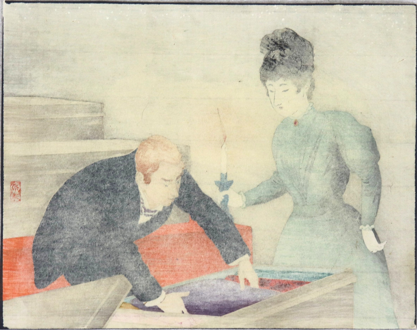 A woman in grey (幽霊塔) by Tomioka Eisen (1901)