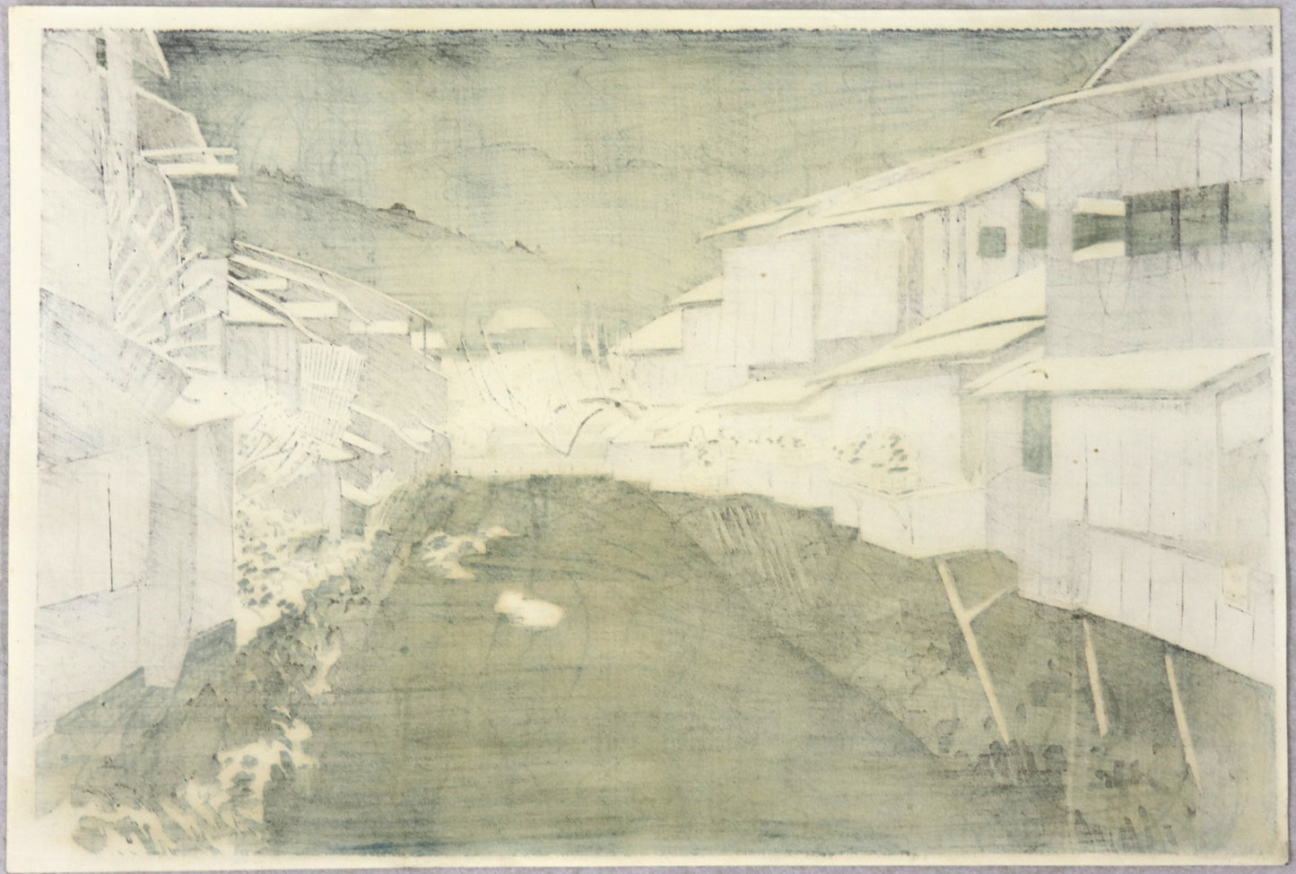 After Snow at Yamato bridge by Yoshikawa Kanpo / Après la chute de neige sur le pont Yamato (1930's)