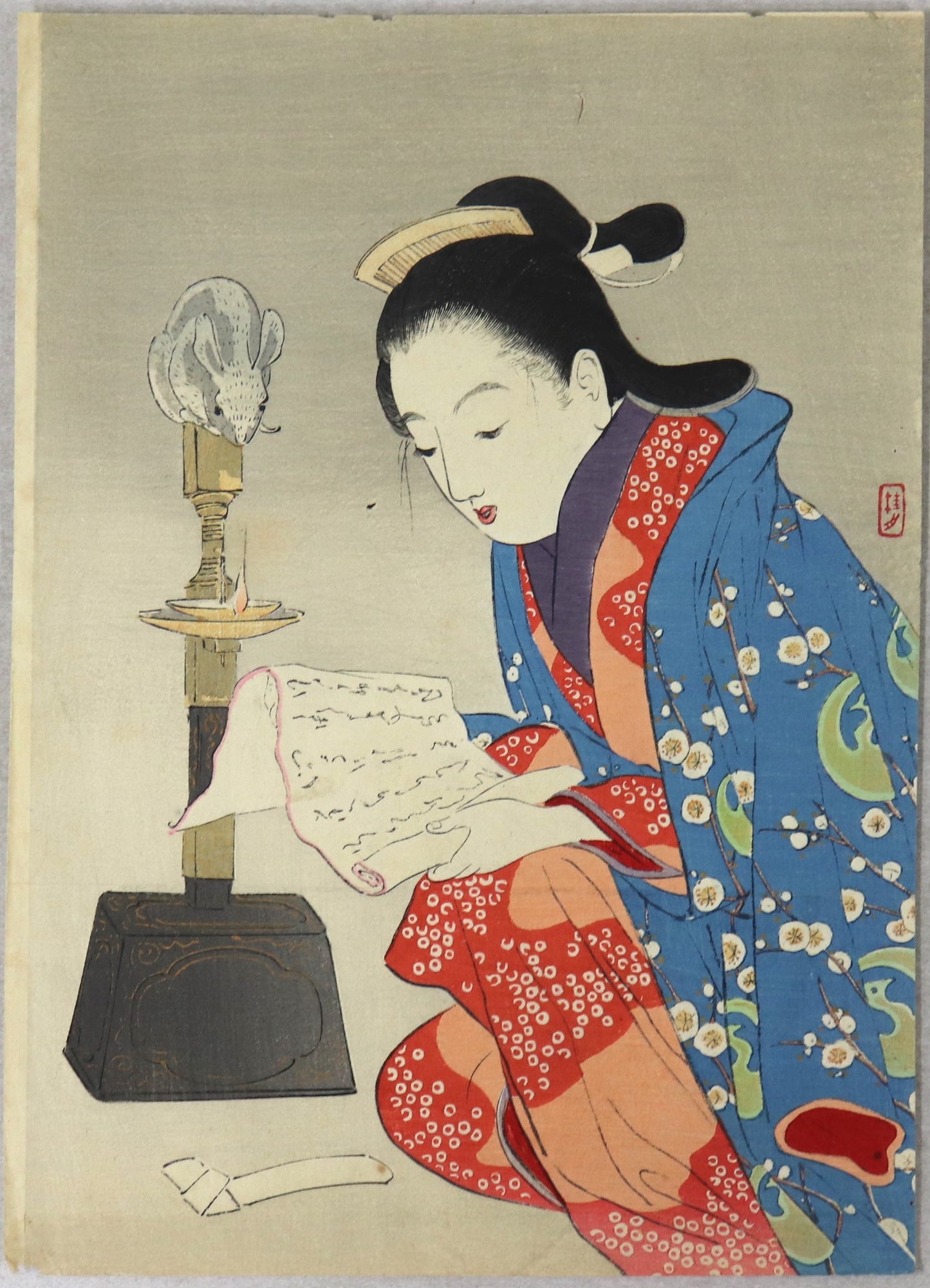 Beauty reading a letter by Keishu / La jeune fille lisant une lisant par Keishu (1912)