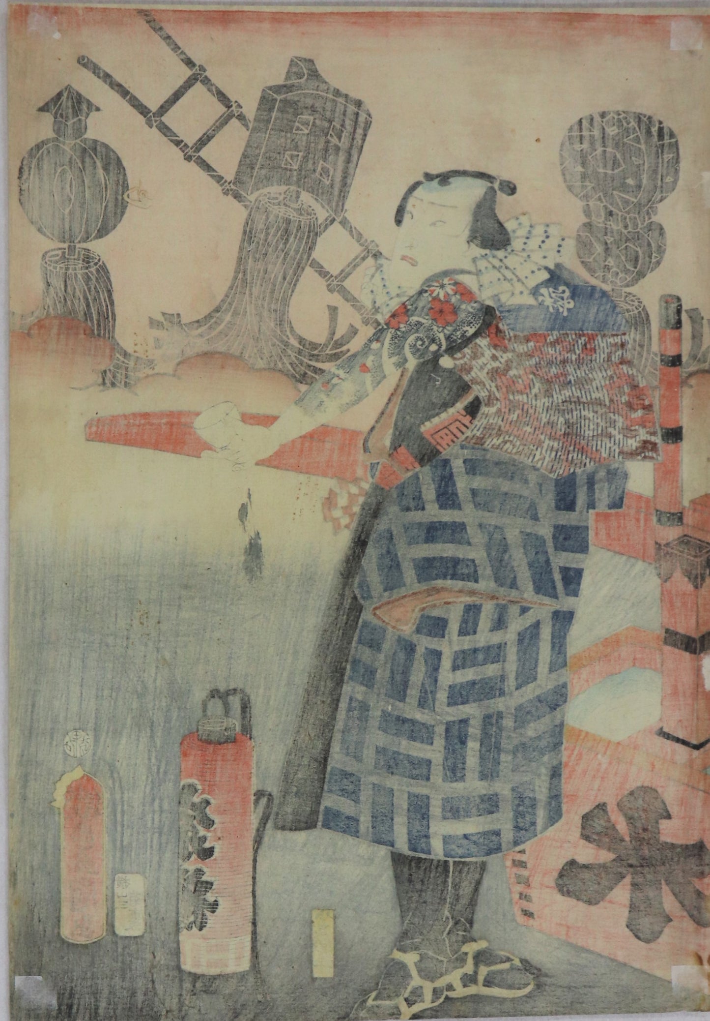 Ichimura Kakitsu as a fireman by Toyokuni III / Ichimura Kakitsu dans le rôle d'un pompier par Toyokuni III