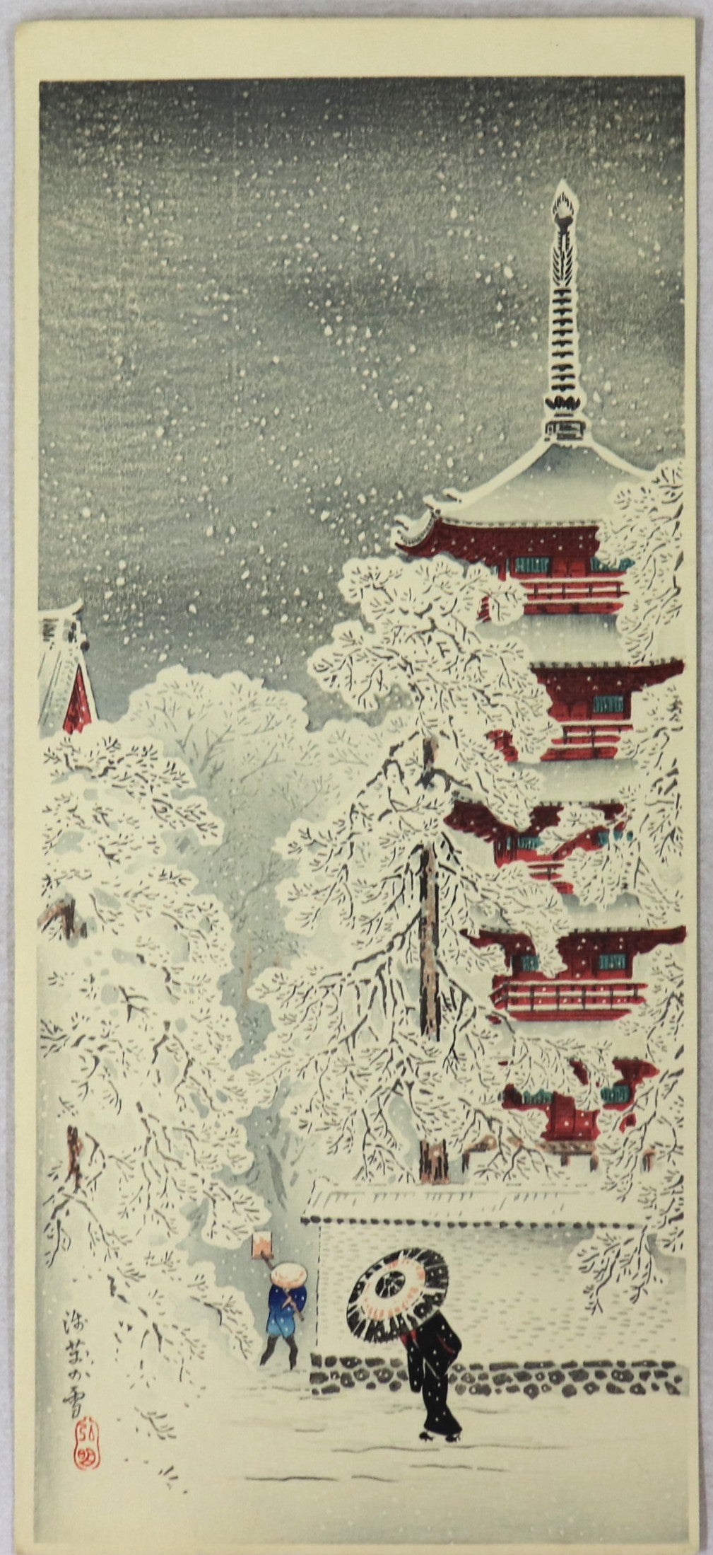 Asakusa in snow by Takahashi Hiroaki / Asakusa sous la neige par Takahashi Hiroaki (1930's)