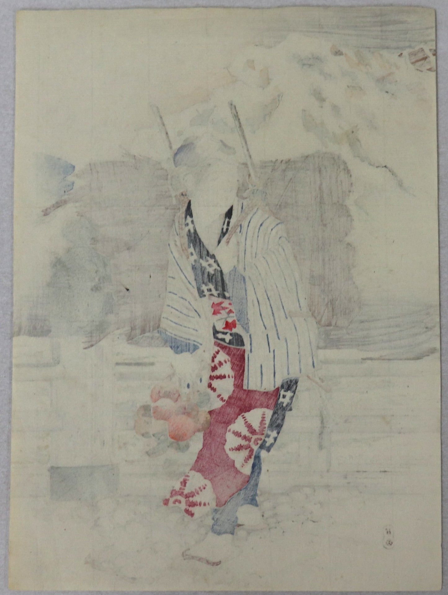 Woman selling woods by Mishima Shoso (1908)