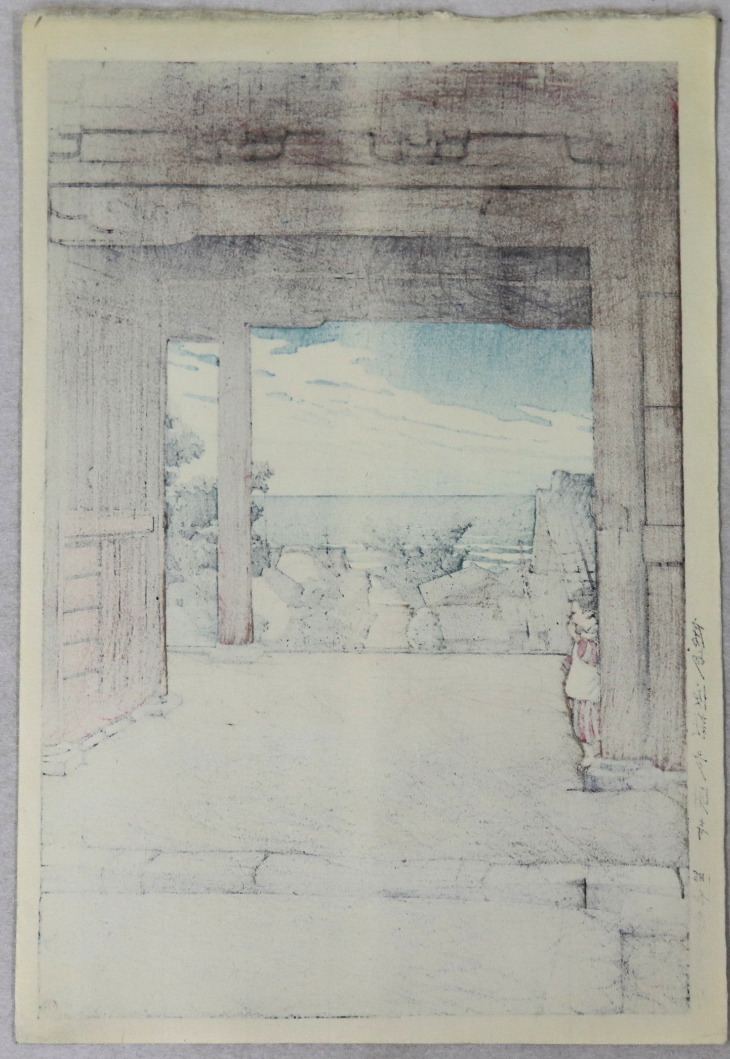 Tamon-ji Temple at Hamahagi, Awa Povince by Kawase Hasui / Le Temple Tamon-ji à Hamahagi dans la province d'Awa par Kawase Hasui (1934)