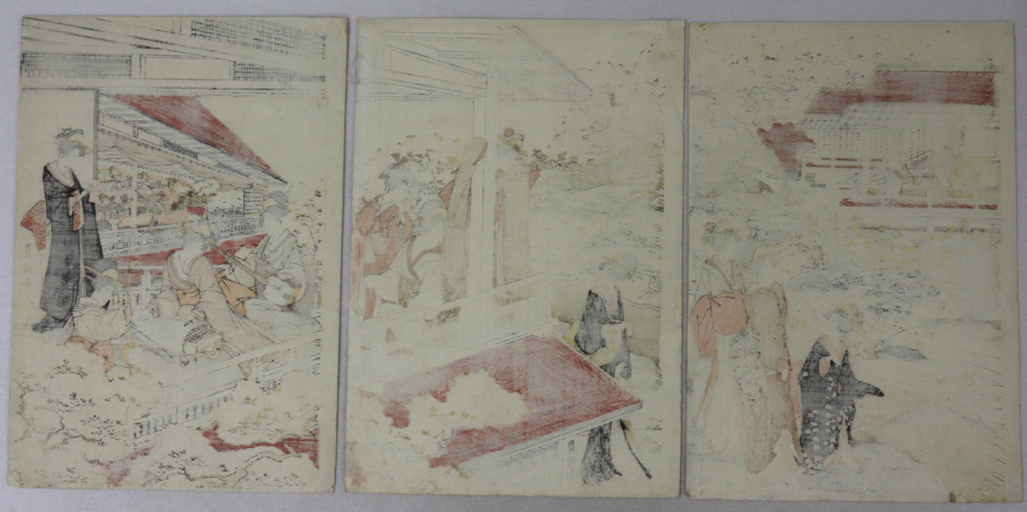 Beauties enjoying cherry blossom by Toyokuni I / Beautés profiant des cerisiers en fleurs par Toyokuni I