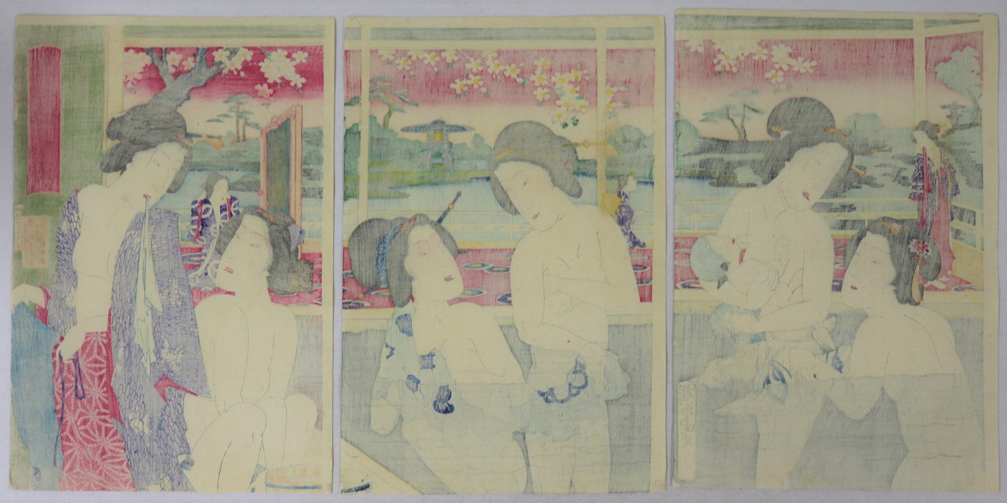View of Modern Hot Spring by Chikanobu / Vue d'une source chaude moderne by Chikanobu (1881)