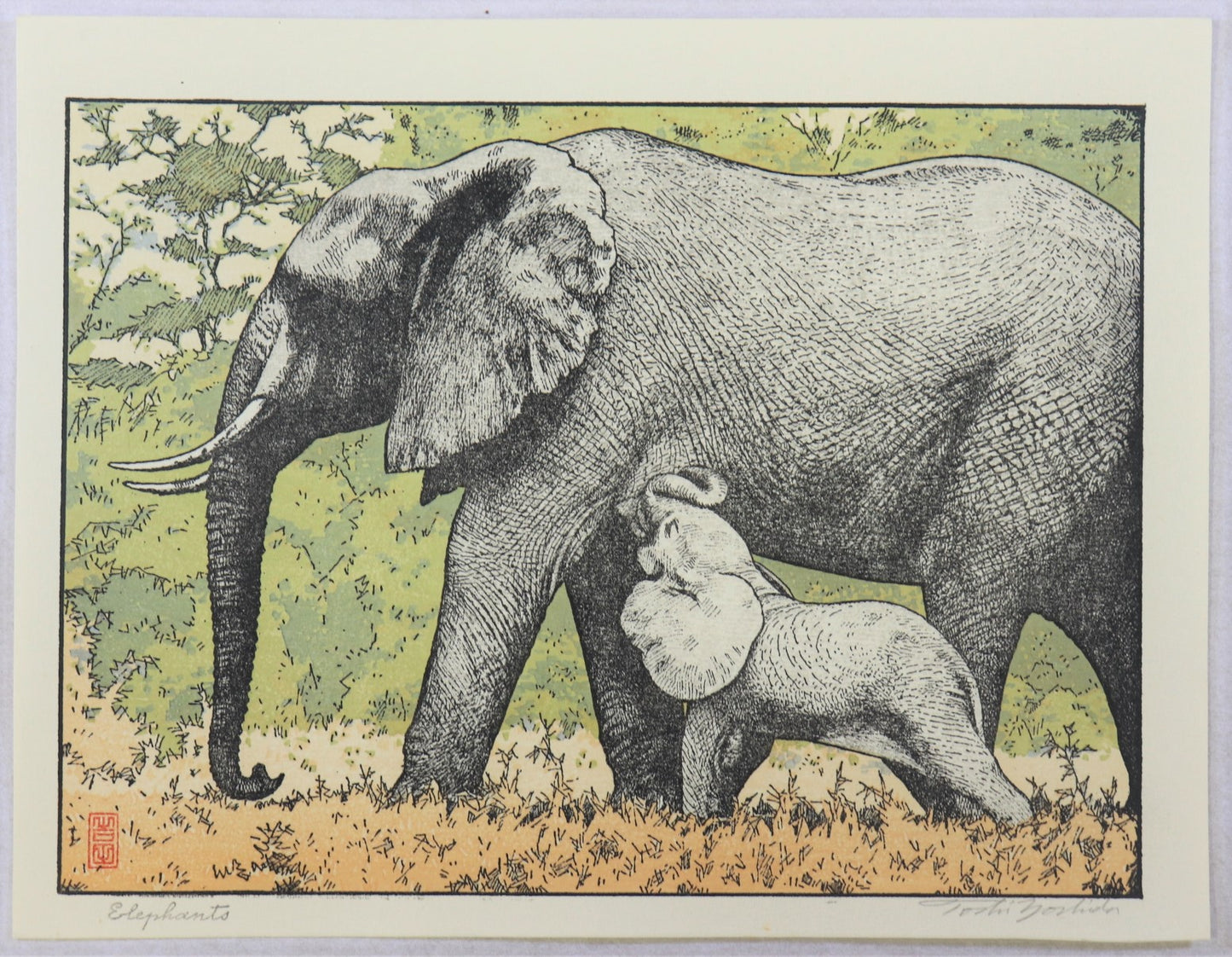 Elephants by Yoshida Toshi / Éléphants par Yoshida Toshi (1980's)