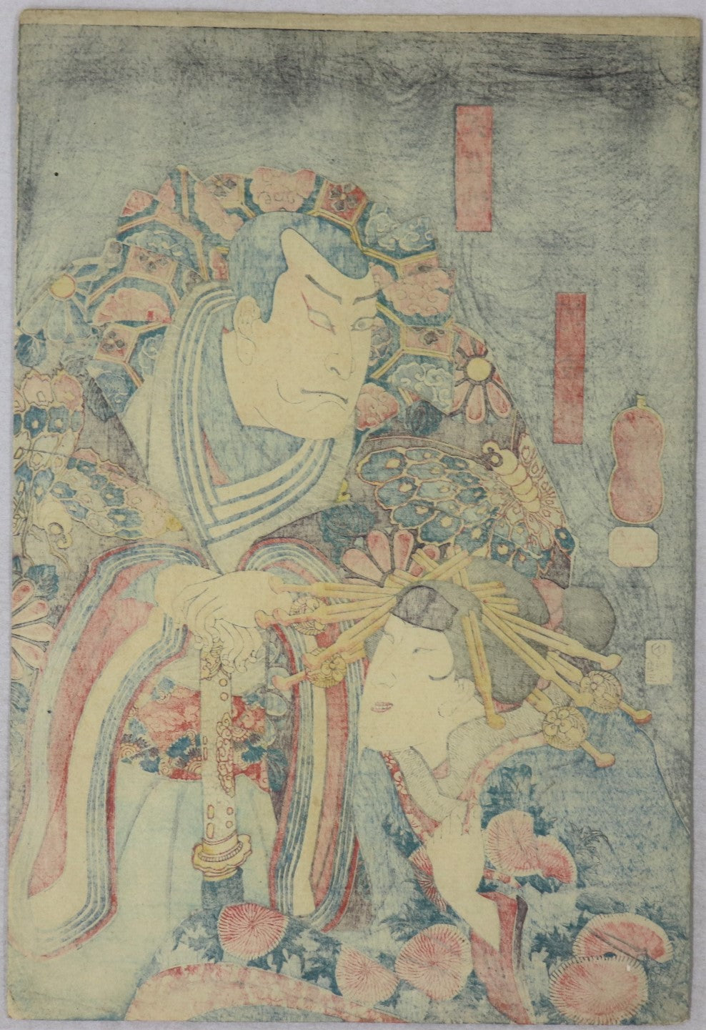 "Nakamura Utaemon IV as Tennichibo and Bando Shuka I as Akoya " by Kuniyoshi / Nakamura Utaemon IV dans le rôle de Tennichibo et Banko Shuka I dans le rôle d'Akoya par Kuniyoshi (1849)
