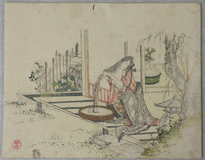 Beauty washing her hair by Utamasa / Beauté lavant ses cheveux par Utamasa (1820's)