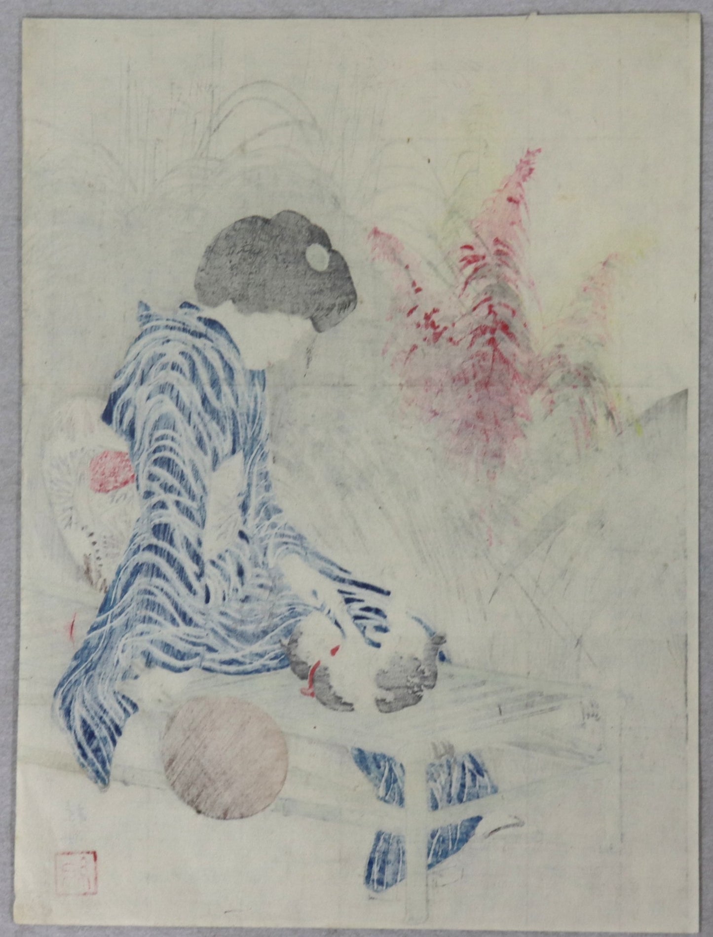 Beauty playing with a Kitten by Takeuchi Keishu (1912)