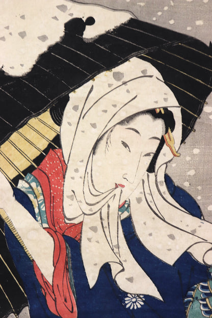 Beauty under snow by Katsukawa Shunsen / Beauté sous la neige par Katsukawa Shunsen (1810's)