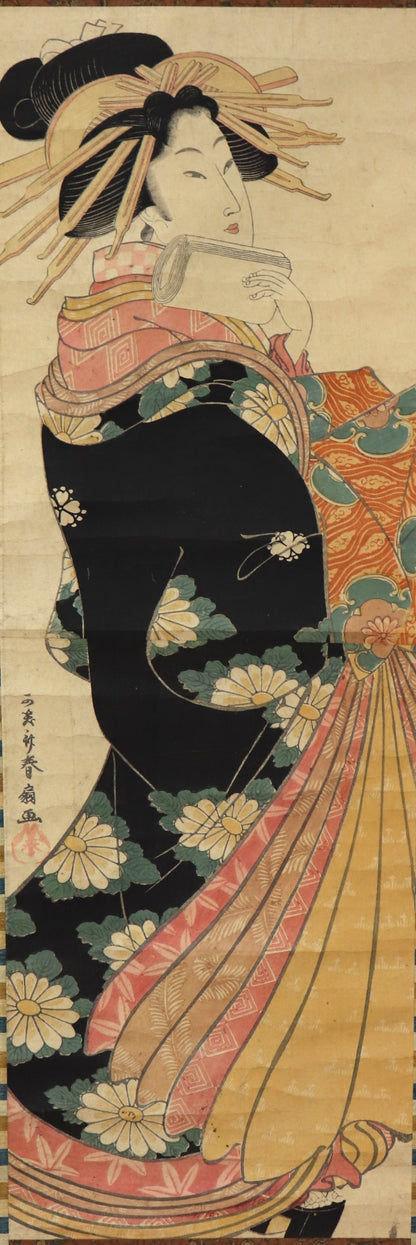 Standing Courtesan with letter by Katsukawa Shunsen / Courtisane debout avec une lettre par Katsukawa Shunsen (1810's)