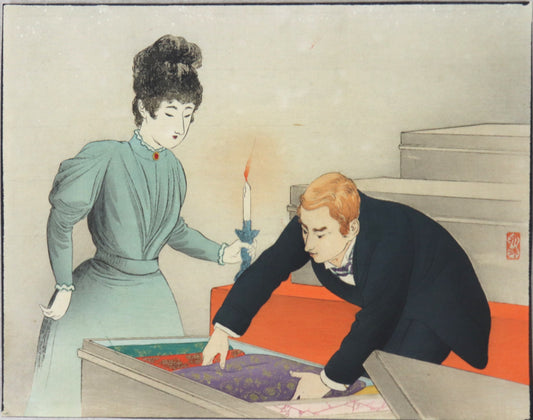 A woman in grey (幽霊塔) by Tomioka Eisen (1901)