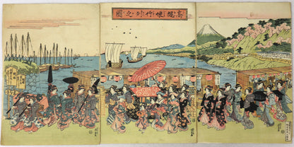 Girls' procession at Takanawa by Eisen / Procession de filles à Takanawa par Eisen (1830's)