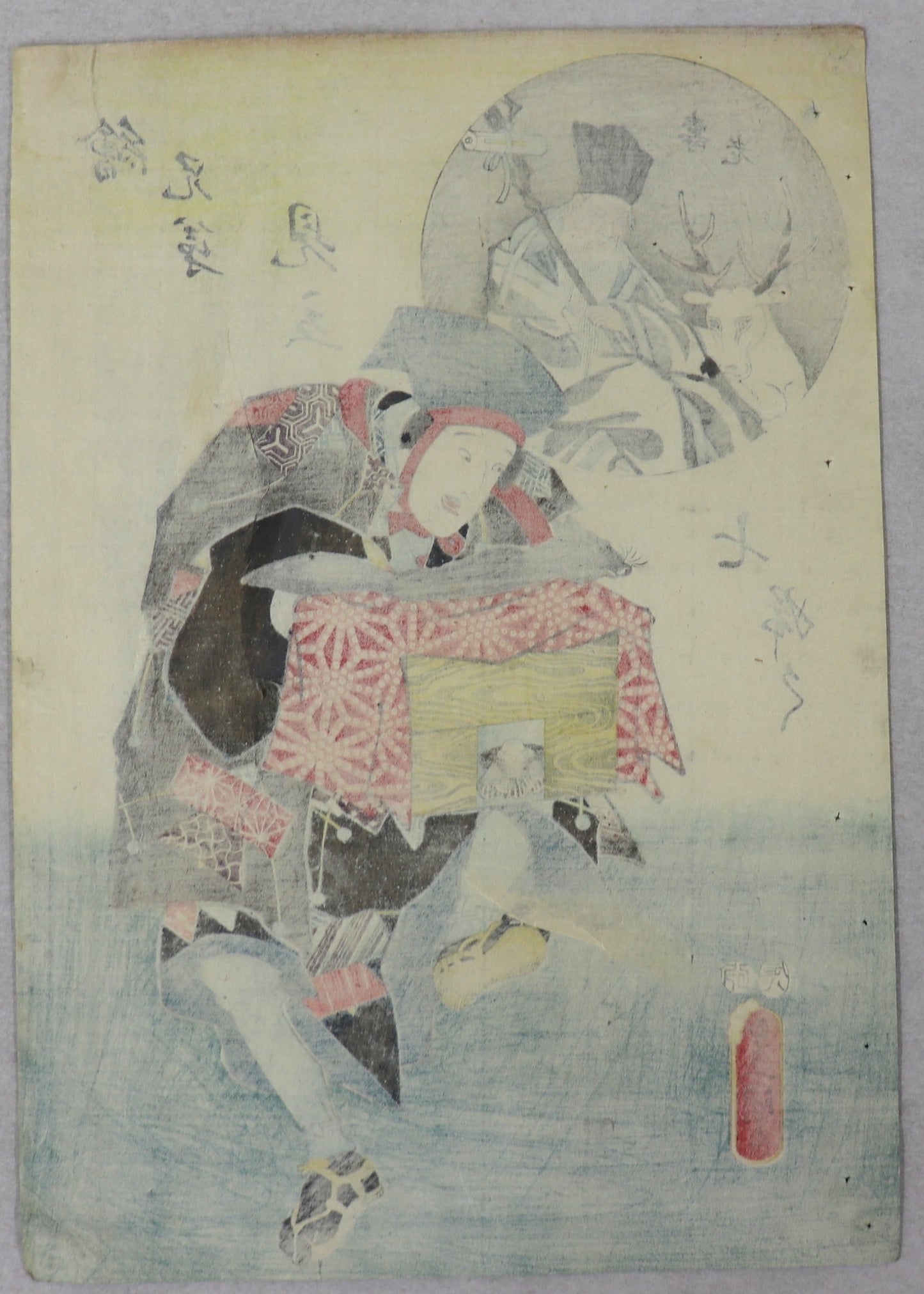 Jurôjin from the series " Parody of the seven fortune gods" by Toyokuni III / Jurôjin de la série "Parodie des sept dieux du bonheur" par Toyokuni III (1856)