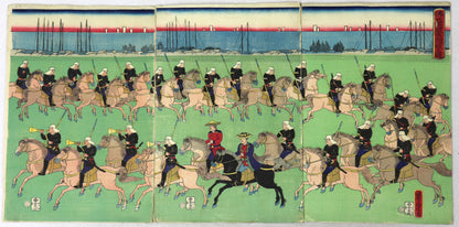 French Military Exercices by Yoshitora / Entrainement Militaire Français par Yoshitora (1866)
