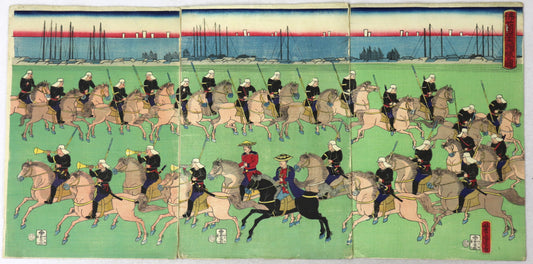 French Military Exercices by Yoshitora / Entrainement Militaire Français par Yoshitora (1866)