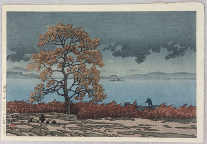 Rain on Lake Matsue by Kawase Hasui / Pluie sur le lac Matsue par Kawase Hasui ( 1932)