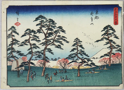 Asukayama in the Eastern Capital from the series " Thirty-Six Views of Mt.Fuji" by Hiroshige Le mont Asukayama dans la Capitale de l'Est de la série "Trente-Six Vues du Mont Fuji" par Hiroshige (1852)