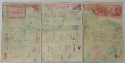 Steam Train at Ueno station by Inoue Tankei / Train à Vapeur à la gare de Ueno par Inoue Tankei (1880's)