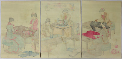 Noblewomen sewing by Adachi Ginko /Nobles Dames cousant par Adachi Ginko (1887)