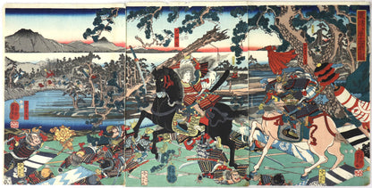 Battle of Awazu by Yoshikazu / Bataille d'Awazu par Yoshikazu (1847-1852)