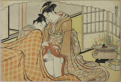 Love scene from the series " Koshoku Zue Juniko" by Shuncho / Scène d'amour de la série " Images 'amour au fil des douze mois" par Shuncho (1788)