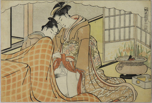 Love scene from the series " Koshoku Zue Juniko" by Shuncho / Scène d'amour de la série " Images 'amour au fil des douze mois" par Shuncho (1788)