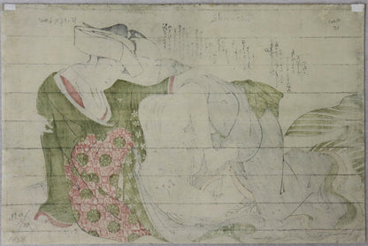Love scene from the series " Imayô Irokumi no Ito" by Shuncho / Scène d'Amour de la série " Imayo Irokumi no Ito " par Shuncho (1789-1791)