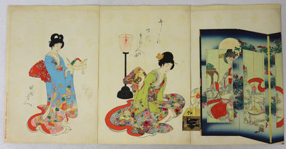 Playing backgammon from the series " Ladies of Tokugawa Period "by Chikanobu / Jouer au backgammon de la série " Nobles Dames de la pèriode Tokugawa" par Chikanobu (1895)