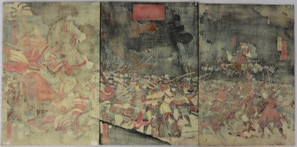 Battle of Kawanakajima in Shinano Province by Kuniyoshi / La bataille de Kawanakajima dans la province de Shinano (1855)