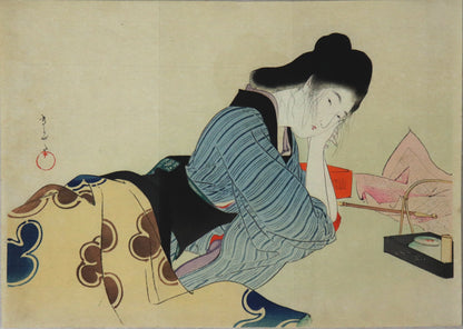 Lascivious girl by Kiyokata (1903)