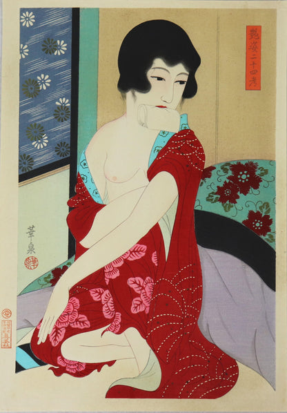 Tissues of Twenty-four figues of charming women by Ohira Kasen / Tissues de la série " Vingt quatre figures de beautés charmantes " par Ohira Kasen  (1931)