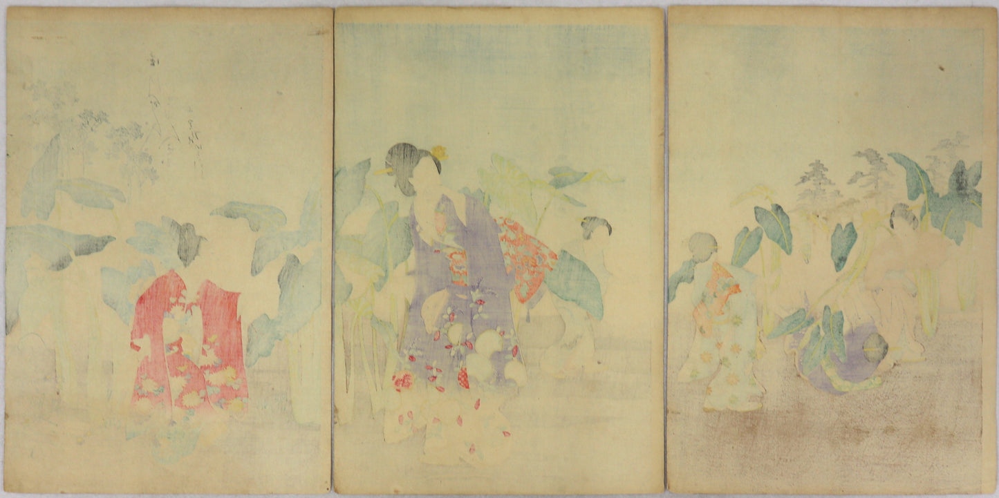 Harvest of Roots from the series " Ladies of the Tokugawa Period " by Chikanobu / Récoltes des Racines de la série "Nobles Dames de la période Tokugawa" par Chikanobu (1897)