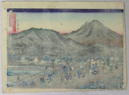 The Great bridge of Sanjo from the series " Famous Places of Kyoto" by Sadanobu / Le grand pont de Sanjô de la série " Célèbres vues de Kyoto" par Sadanobu ( 1860's)