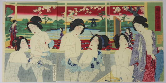 View of Modern Hot Spring by Chikanobu / Vue d'une source chaude moderne by Chikanobu (1881)